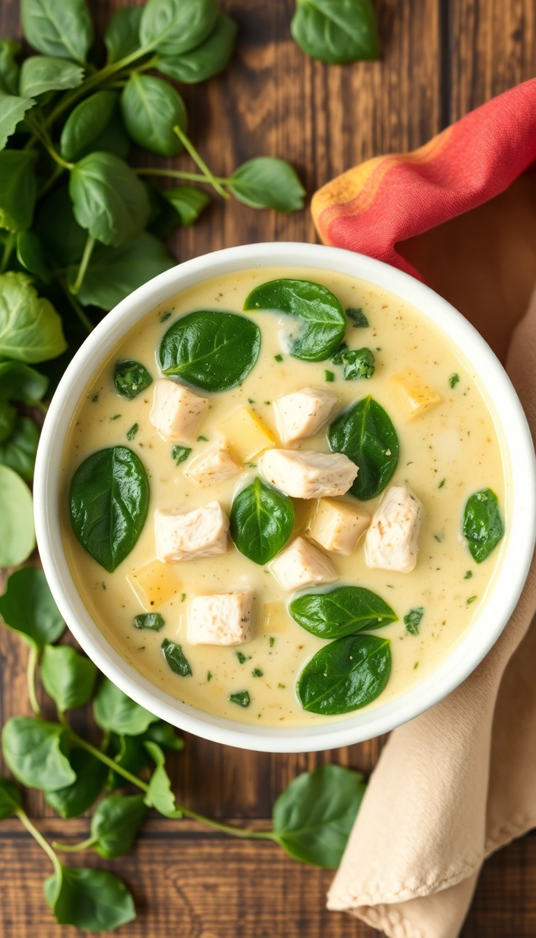 19 Creamy Chicken Soup Ideas That'll Make You Feel Cozy Inside! - 7. Creamy Chicken and Spinach Soup