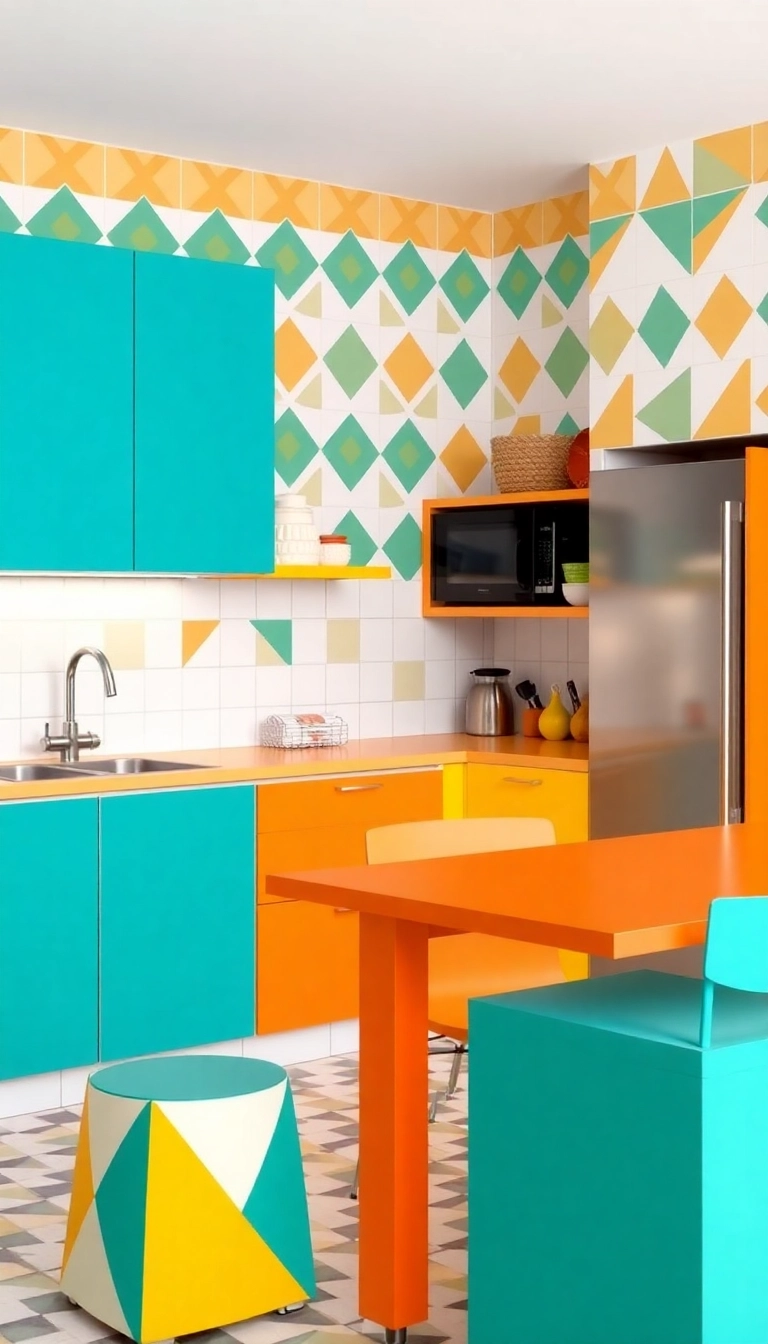 20 Vibrant Kitchen Color Palettes That Will Make You Smile Every Time You Cook! - 14. Unique Color Blocking