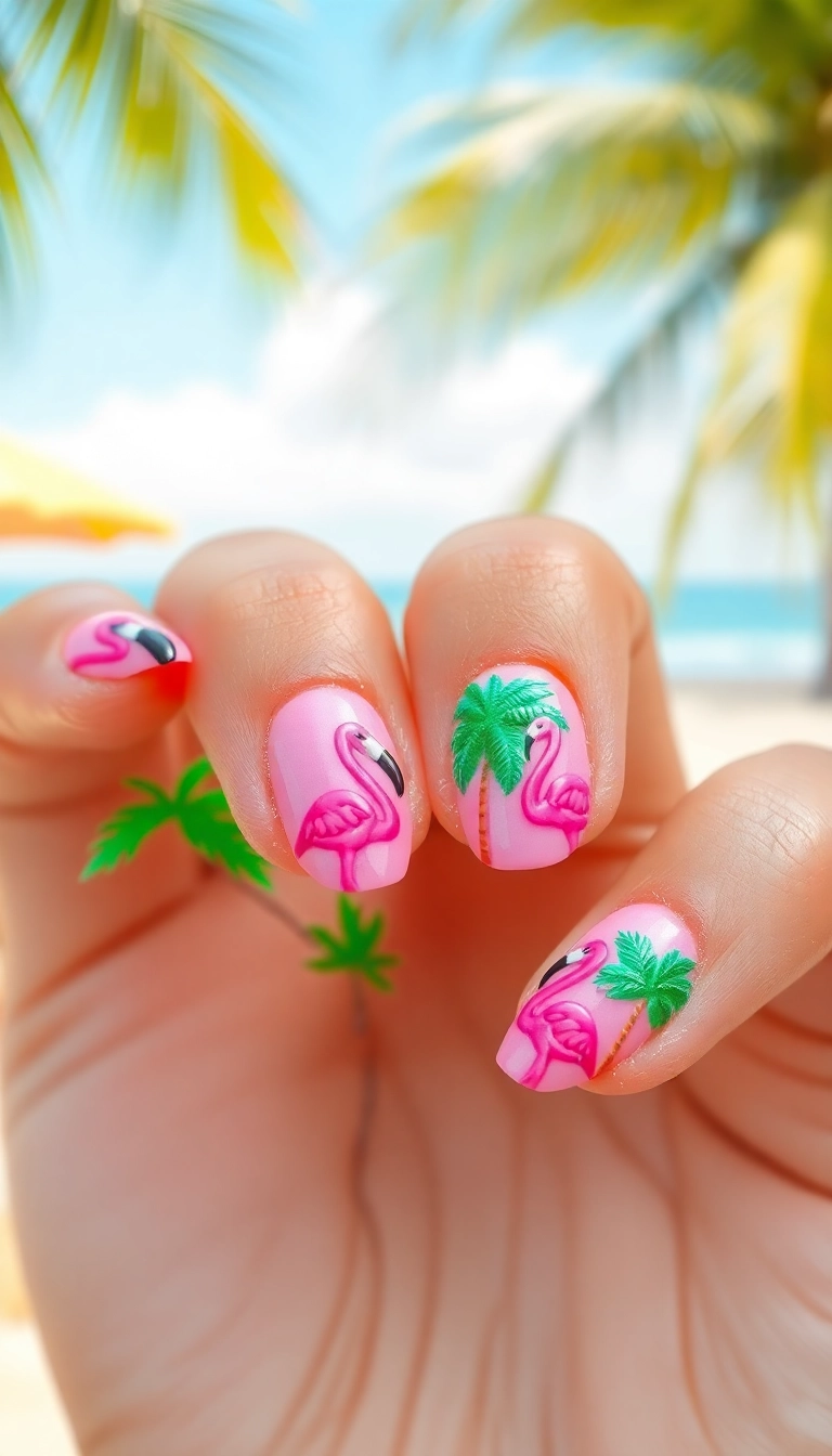 27 Stunning Pink Nail Ideas That Will Turn Heads (You Won't Believe #15!) - 12. Tropical Vibes