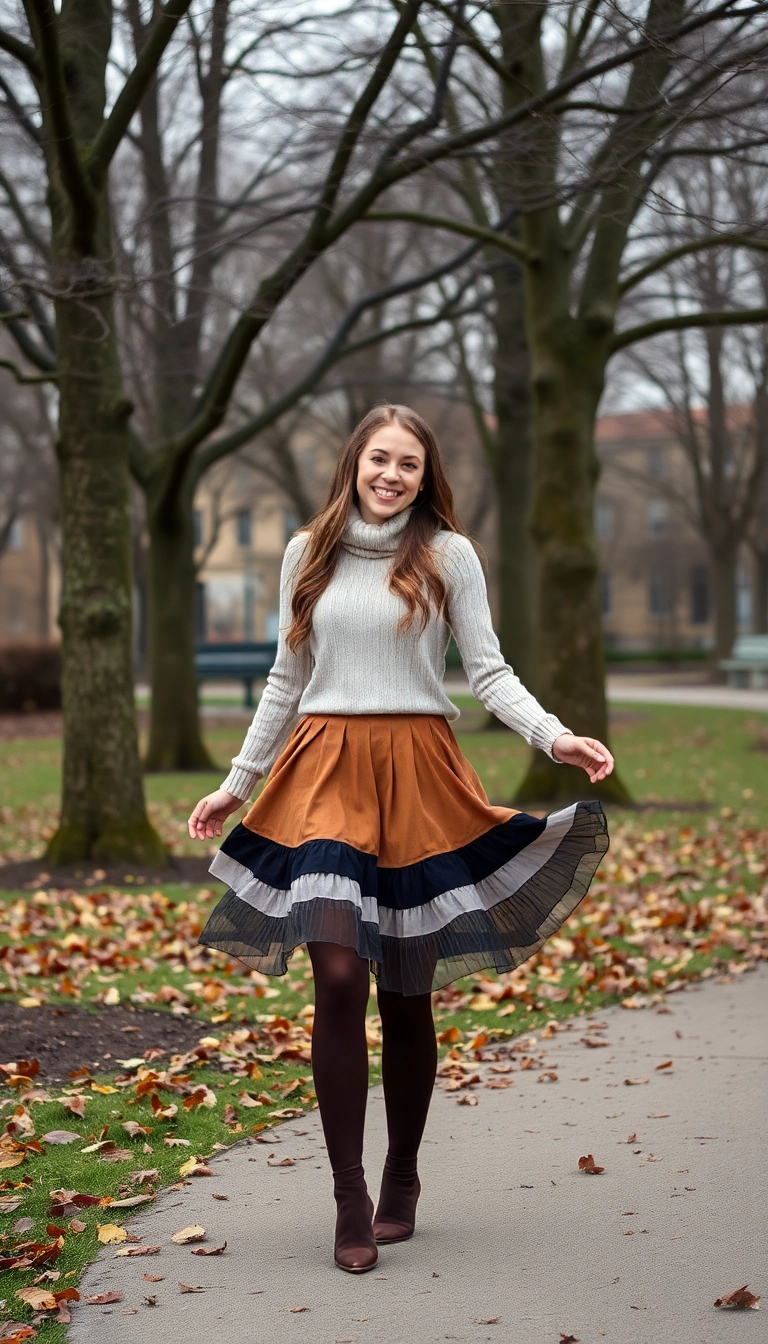 12 Cozy Winter Outfits That'll Make You Want to Snuggle Up All Season Long! - Layered Skirts and Thick Tights