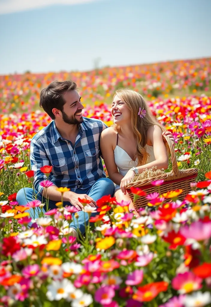 Take Your Love Outside: 8 Outdoor Valentine's Photoshoot Ideas You Can't Miss! - 4. Flower Field Bliss