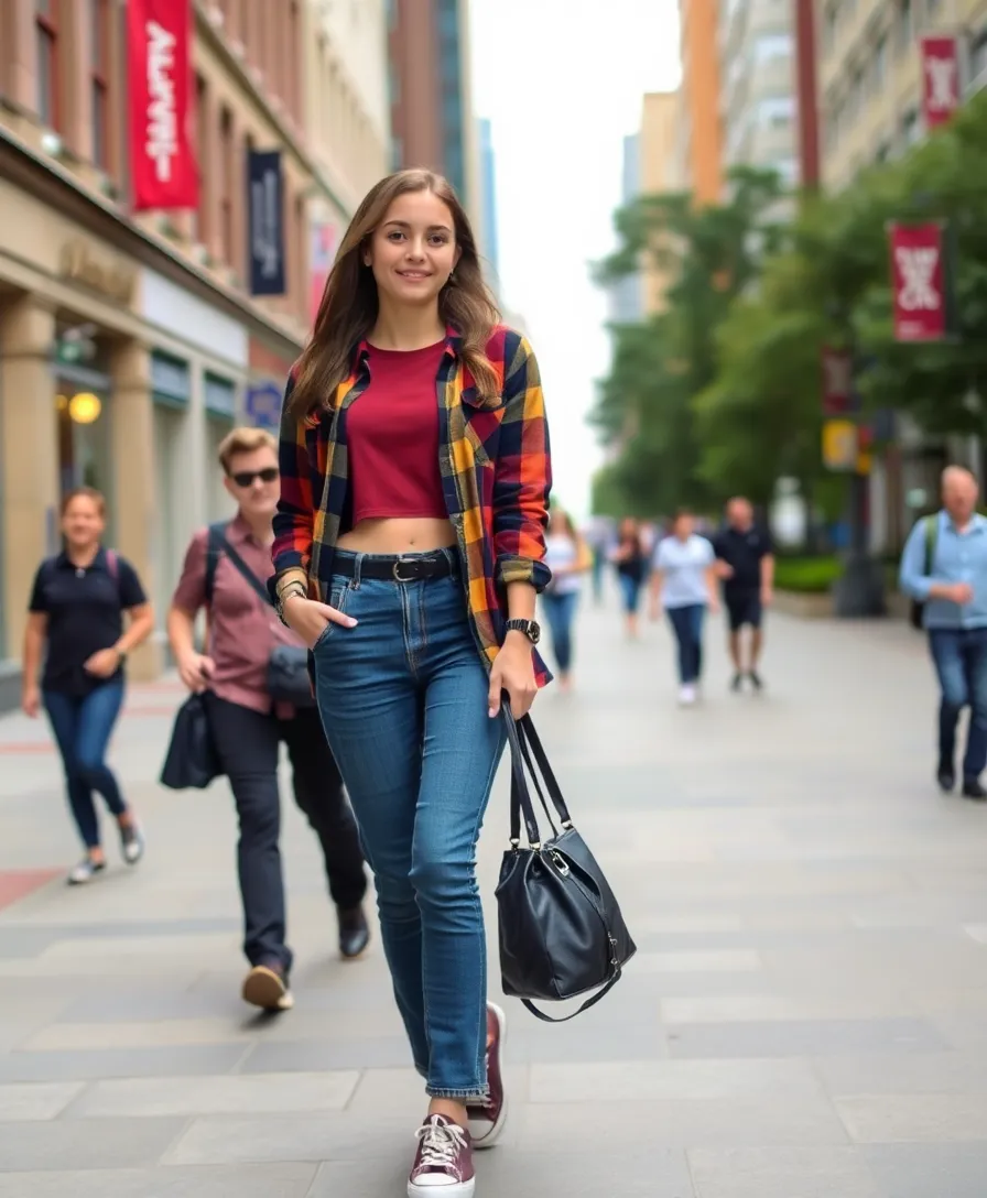 21 Trendy Casual Outfits for Teens That'll Make You the Style Icon of Your Squad! - 20. Flannel and Cropped Top Combo