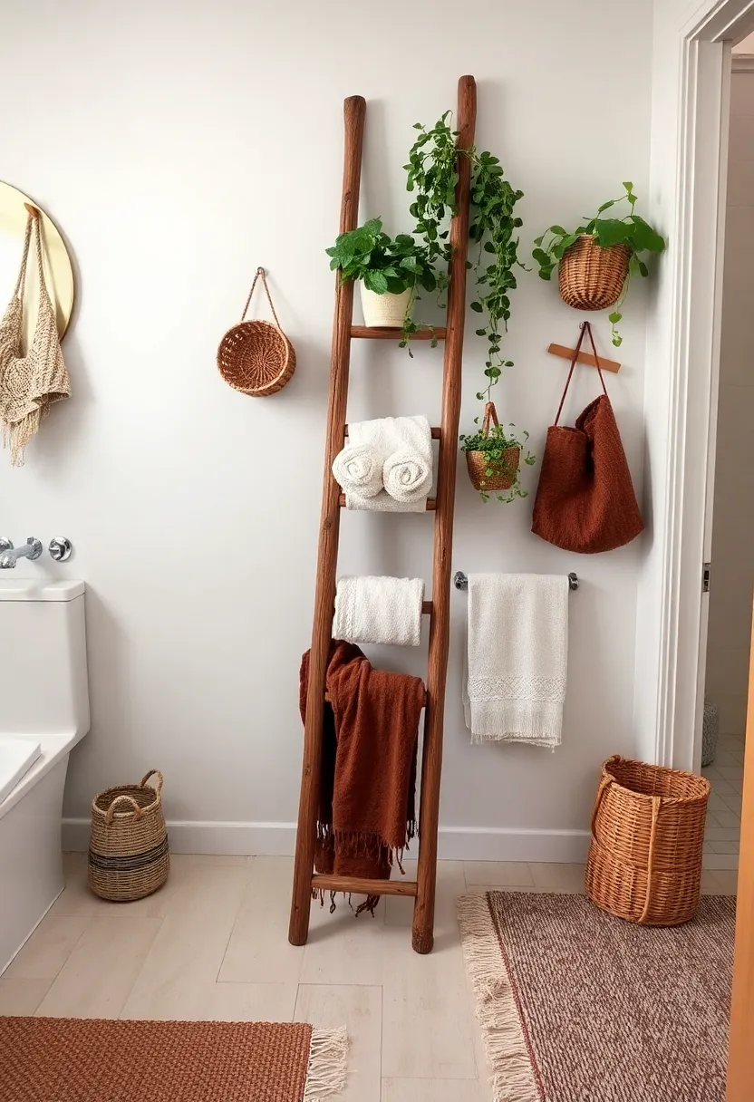 21 Bathroom Storage Hacks That'll Transform Your Space (You Won't Believe #10!) - 4. Repurpose an Old Ladder