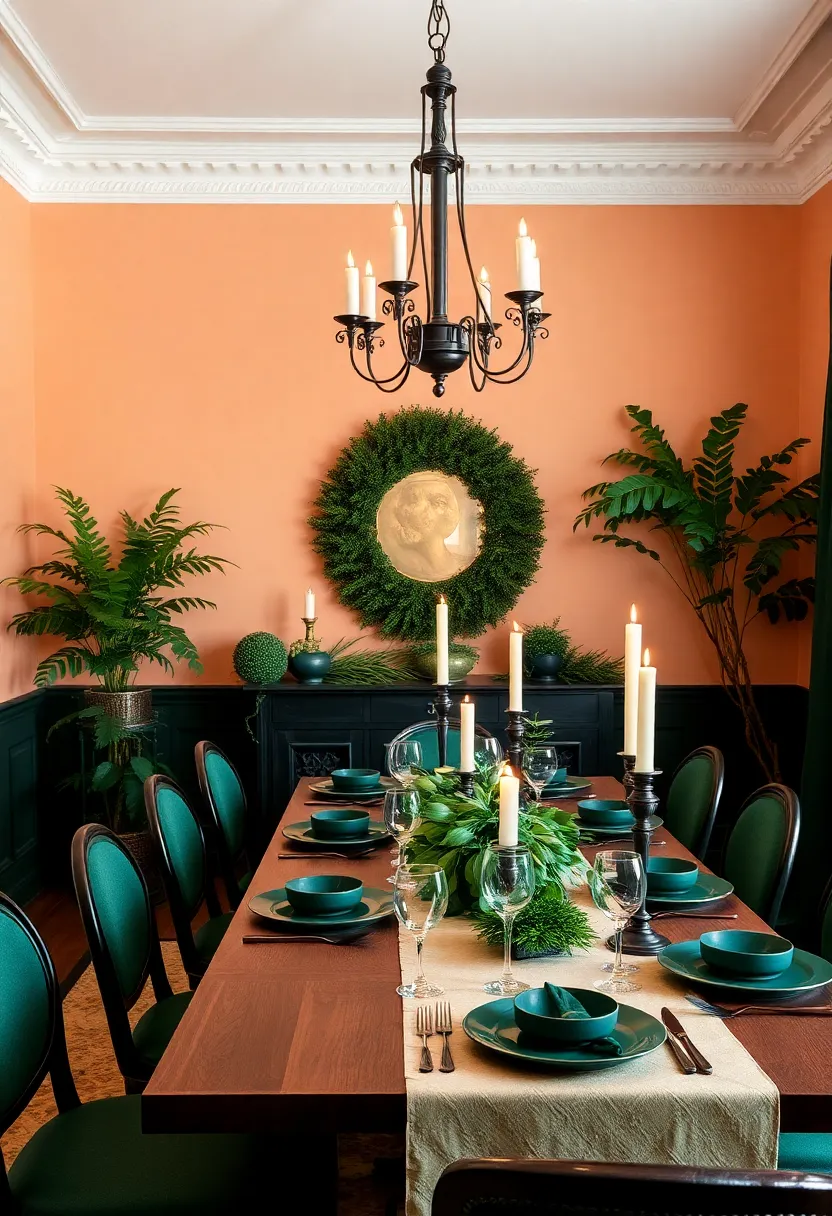 16 Bold Color Combinations That'll Make Your Neighbors Jealous (Watch Out for #3!) - 12. Peach and Deep Forest Green