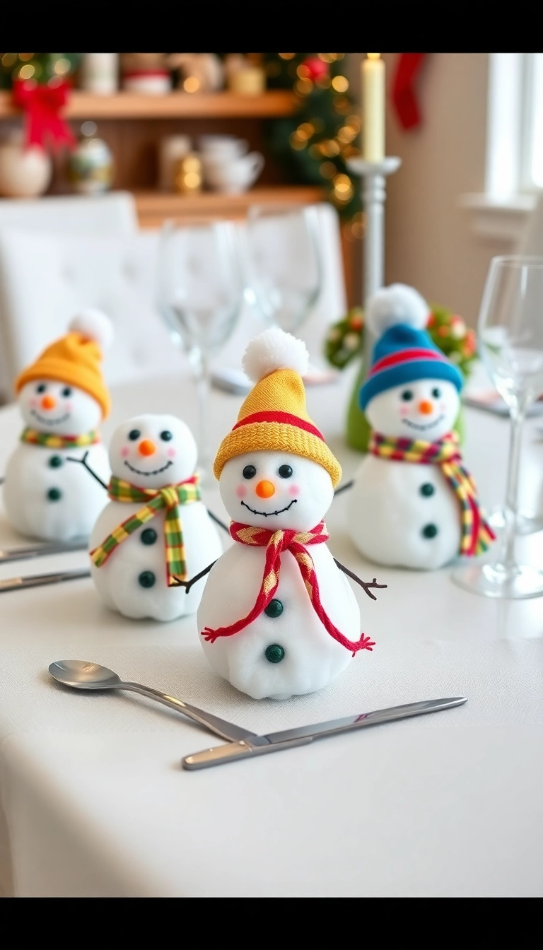 21 Creative DIY Christmas Place Setting Ideas That Will Wow Your Guests! - 18. Snowman Place Holders