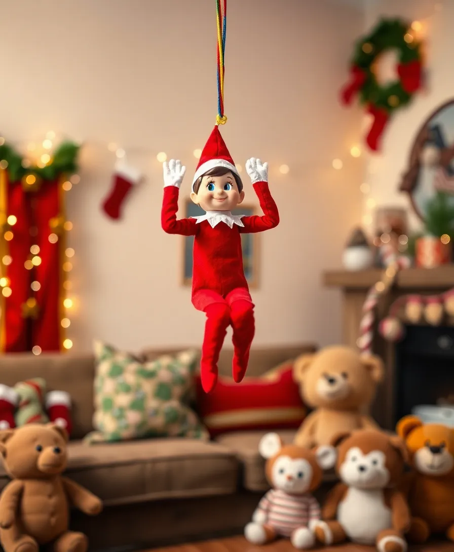 18 Easy Elf on the Shelf Ideas for Toddlers (Get Ready for Giggles with #14!) - 6. Elf on a Zip Line