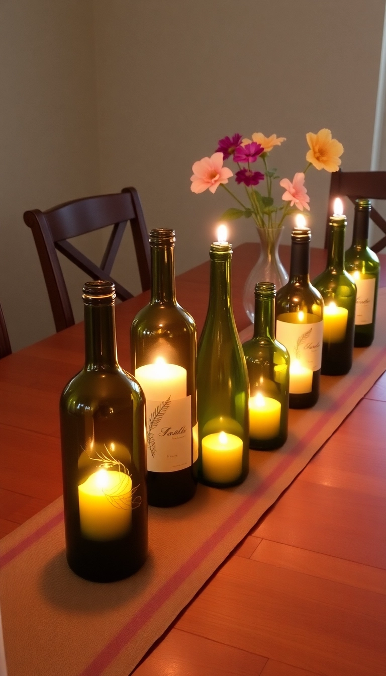 25 Easy DIY Home Decor Projects That'll Transform Your Space (Even #17 Is a Breeze!) - 5. Upcycled Wine Bottle Candles