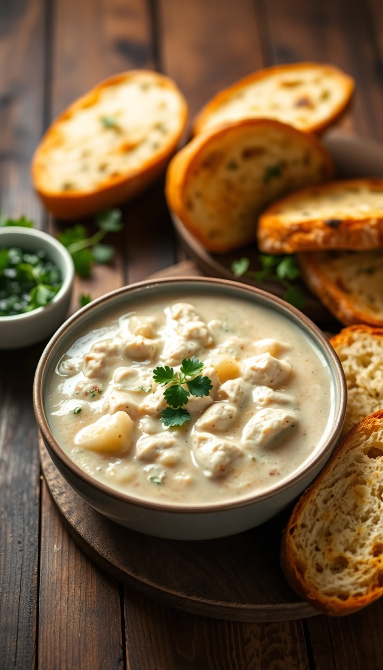 30 Mind-Blowing Crockpot White Chicken Chili Recipes You Need to Try Tonight! - 12. White Chicken Chili with Garlic Bread