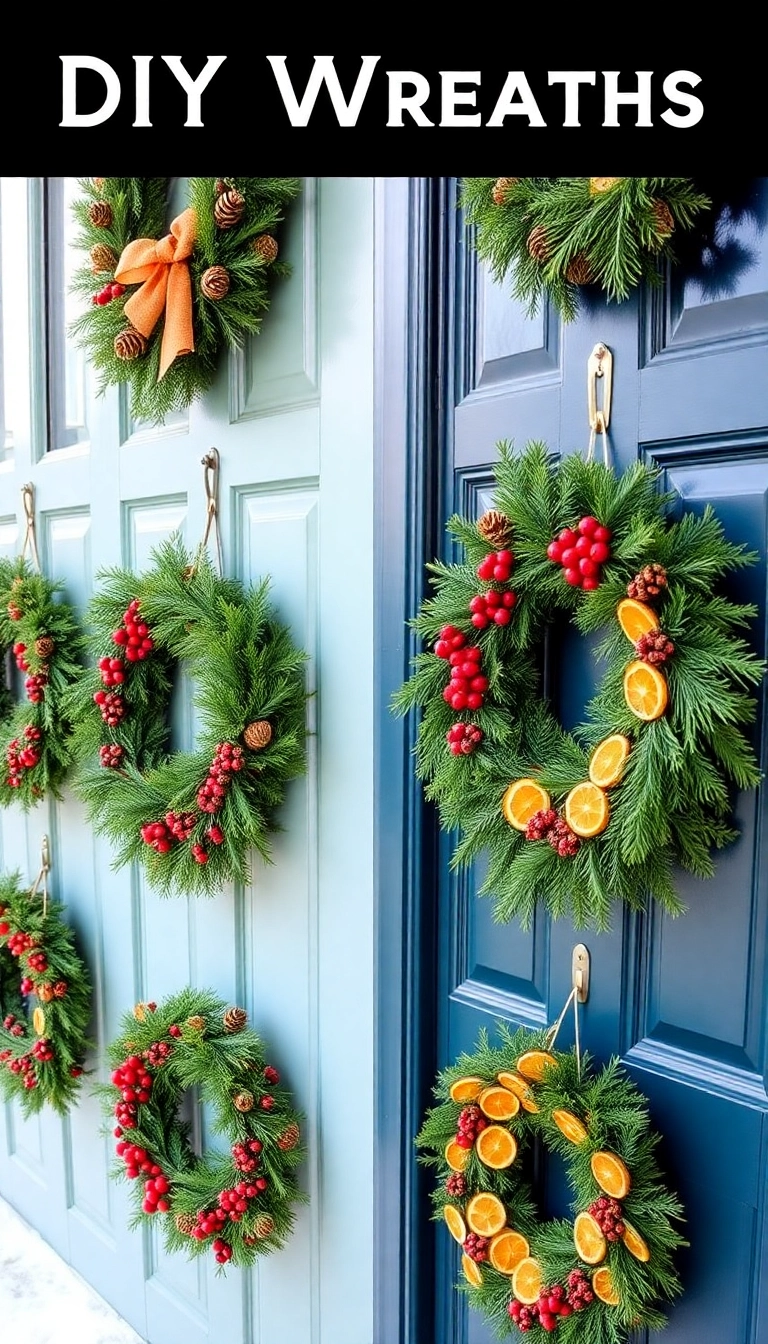 21 DIY Outdoor Christmas Decorations Ideas That Will Make Your Neighbors Jealous! - 4. DIY Wreaths for Every Door