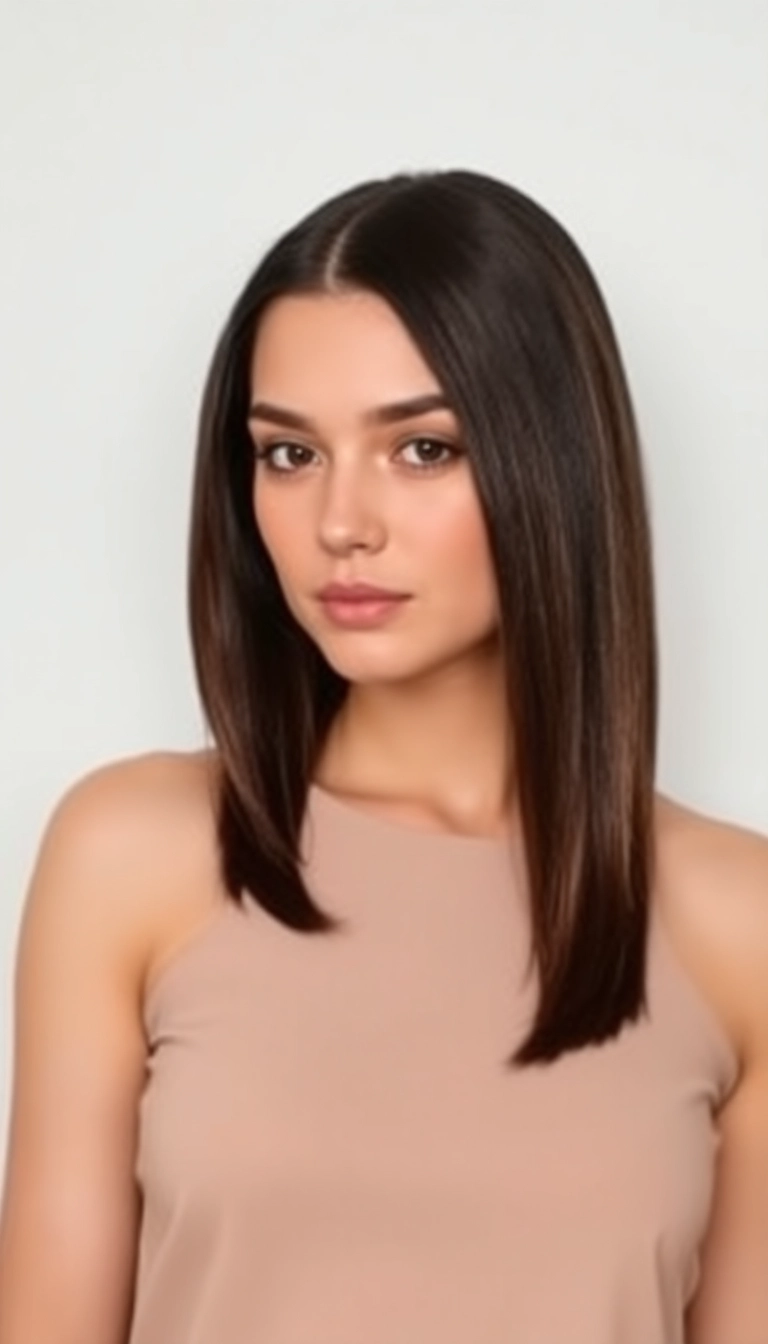 8 Stunning Long Hairstyles for Chubby Faces That Will Turn Heads! - 2. Sleek Straight Hair with a Center Part