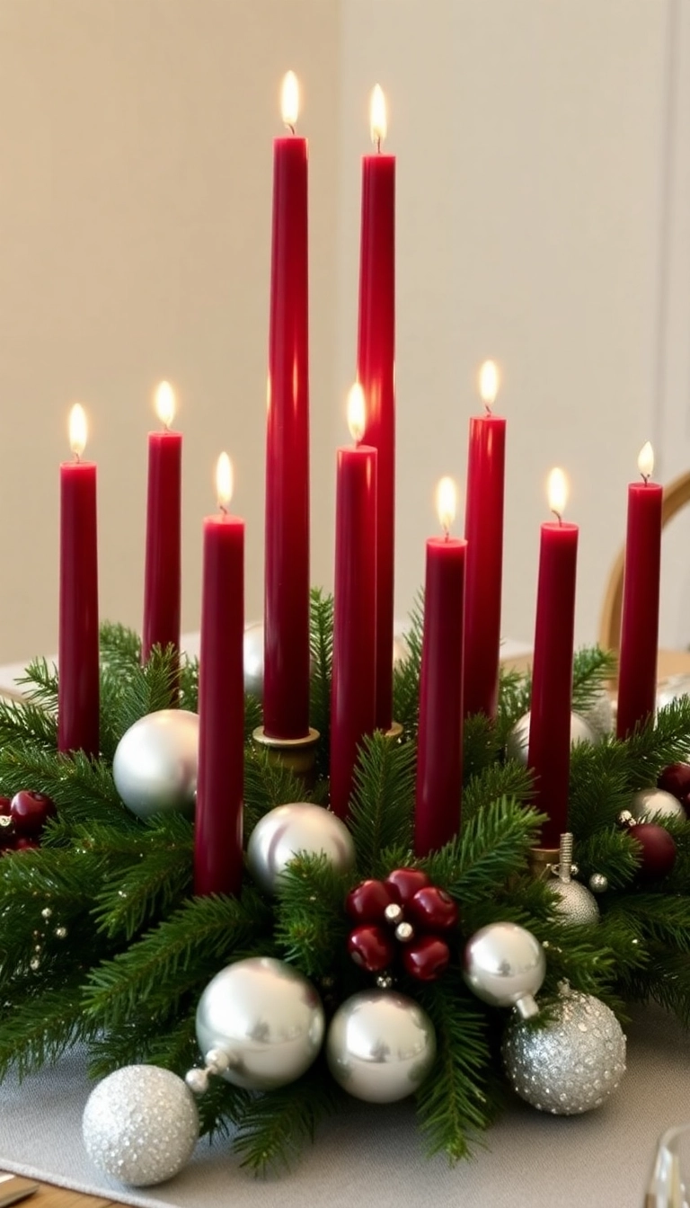 21 Creative Burgundy Christmas Inspiration Ideas That Will Leave Your Guests in Awe! - Burgundy Candles