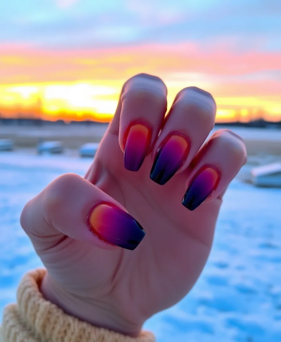 15 Stunning January Nail Designs to Rock This Winter (You Won't Believe #7!) - 15. Winter Sunset Gradient