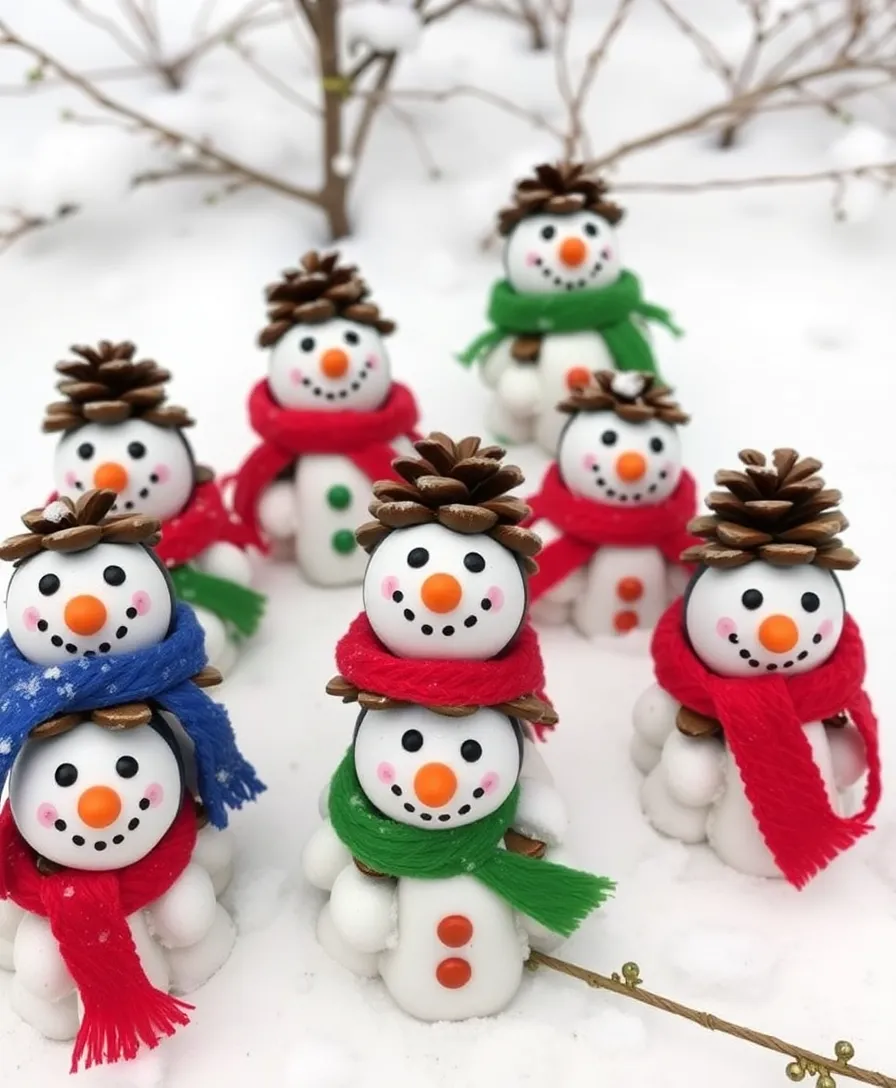 20 Festive Christmas Crafts You Can Make with the Kids (Get Inspired by #9!) - 3. Pinecone Snowmen