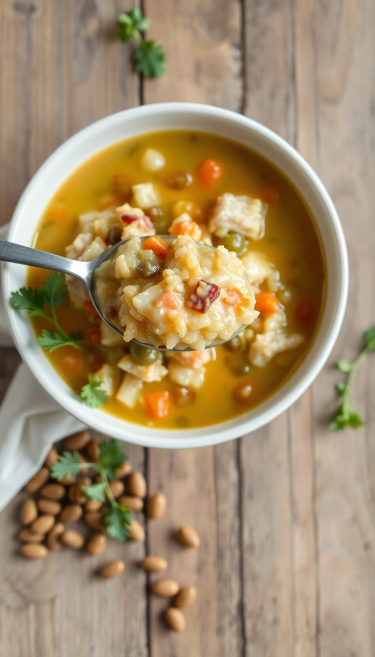 24 Creamy Chicken and Rice Soup Ideas You Need to Try Tonight! - 20. Creamy Chicken and Rice Soup with Lentils