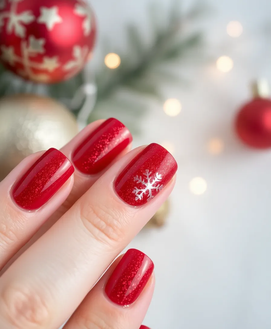 25 Festive December Nails That Will Make You the Star of Every Holiday Party! - 1. Glittery Red Elegance