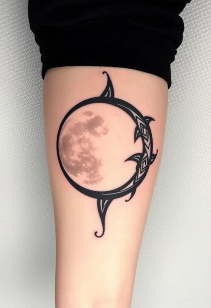 15 Stunning Moon Tattoo Designs That Will Inspire Your Next Ink Adventure! - 10. Tribal Moon