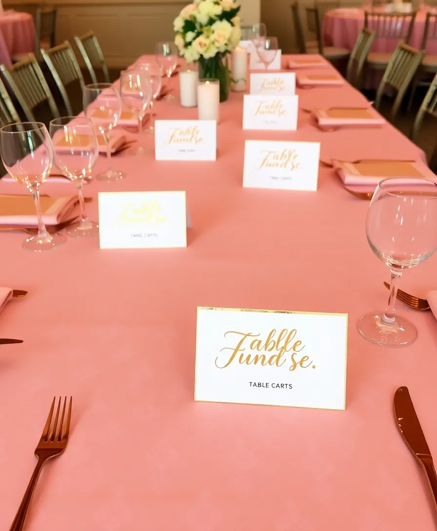 17 Unique Pink and Gold Tablescape Ideas That Will Leave Guests Speechless! - 16. Chic Table Name Cards