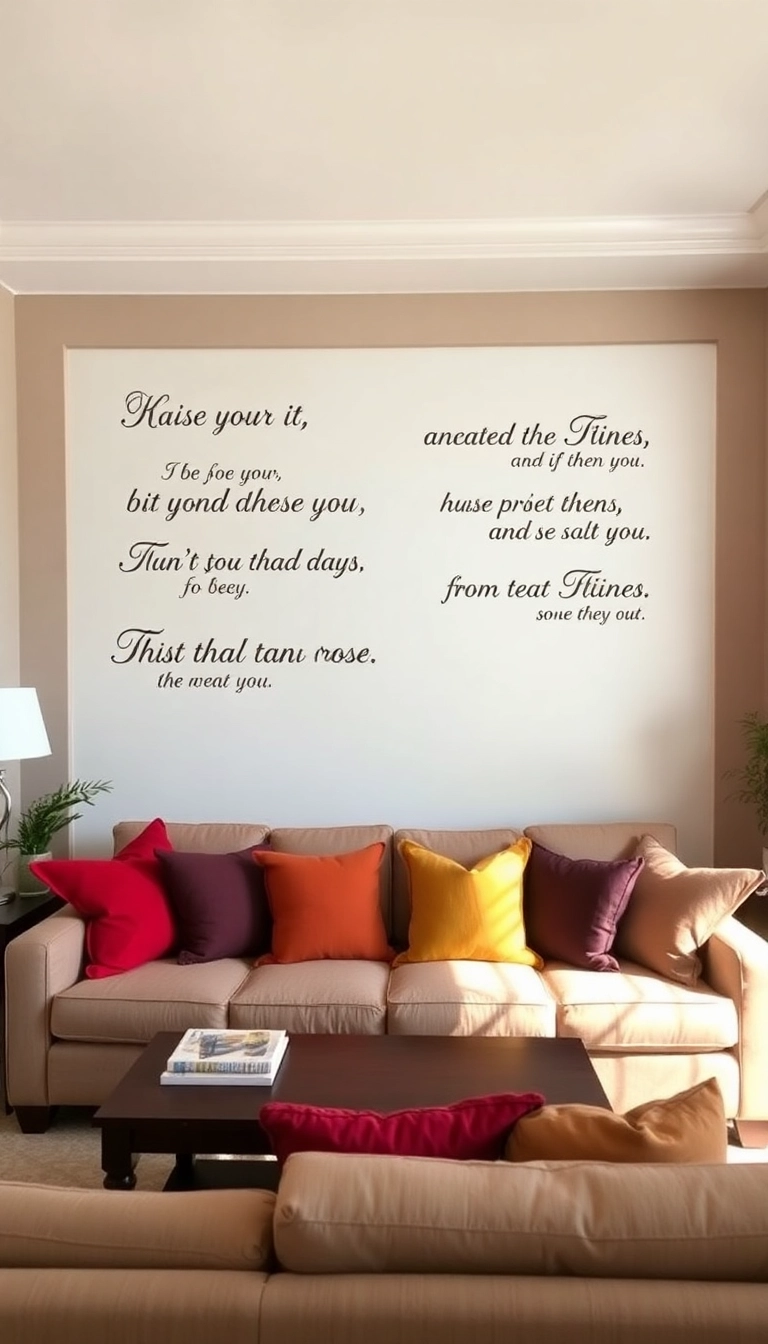 10 Large Blank Wall Living Room Ideas That Will Transform Your Space! - 10. Inspirational Quote Wall