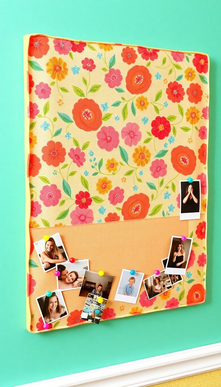 25 Easy DIY Home Decor Projects That'll Transform Your Space (Even #17 Is a Breeze!) - 4. Fabric-Covered Bulletin Board