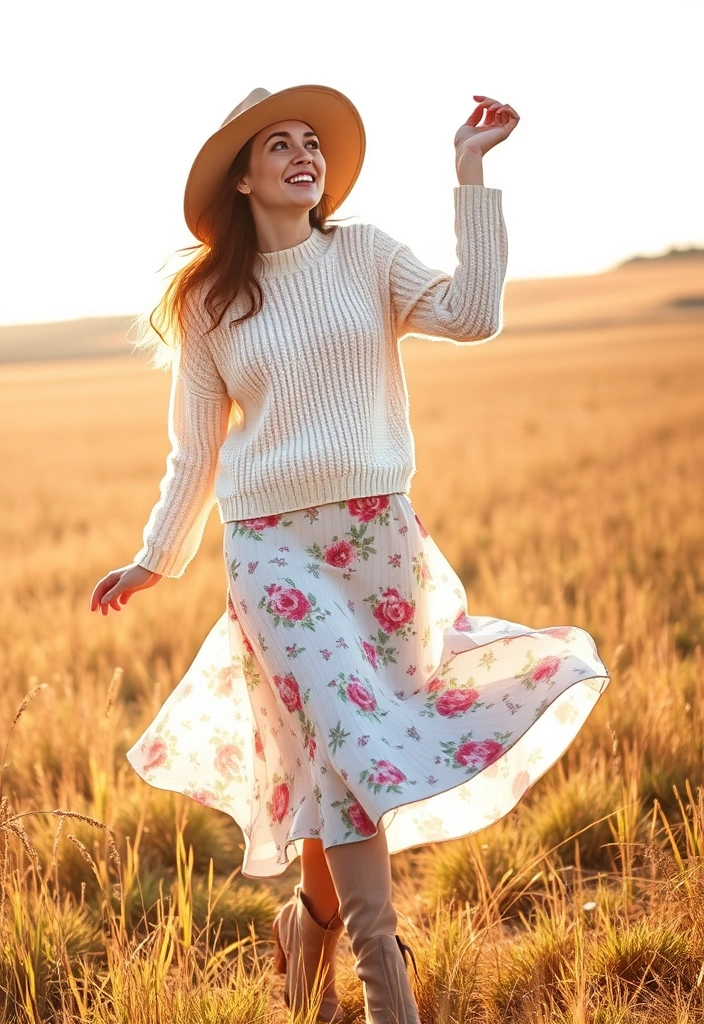 15 Casual Outfit Ideas That Will Make You the Queen of Comfort (You Won't Believe #8!) - 13. Chenille Sweater and Midi Skirt