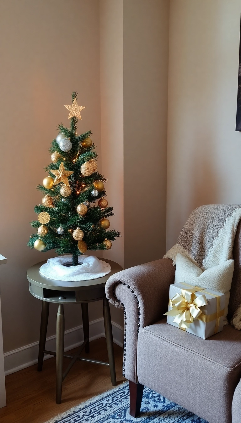 21 Stunning Small Apartment Christmas Decor Ideas That'll Make Your Space Merry and Bright! - 1. Miniature Christmas Tree