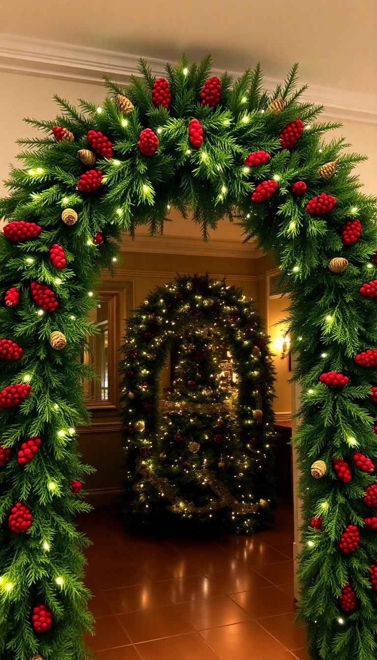 21 Stunning Christmas Archway Decor Ideas to Transform Your Indoor Space (You Won't Believe #14!) - 1. Lush Evergreen Archway