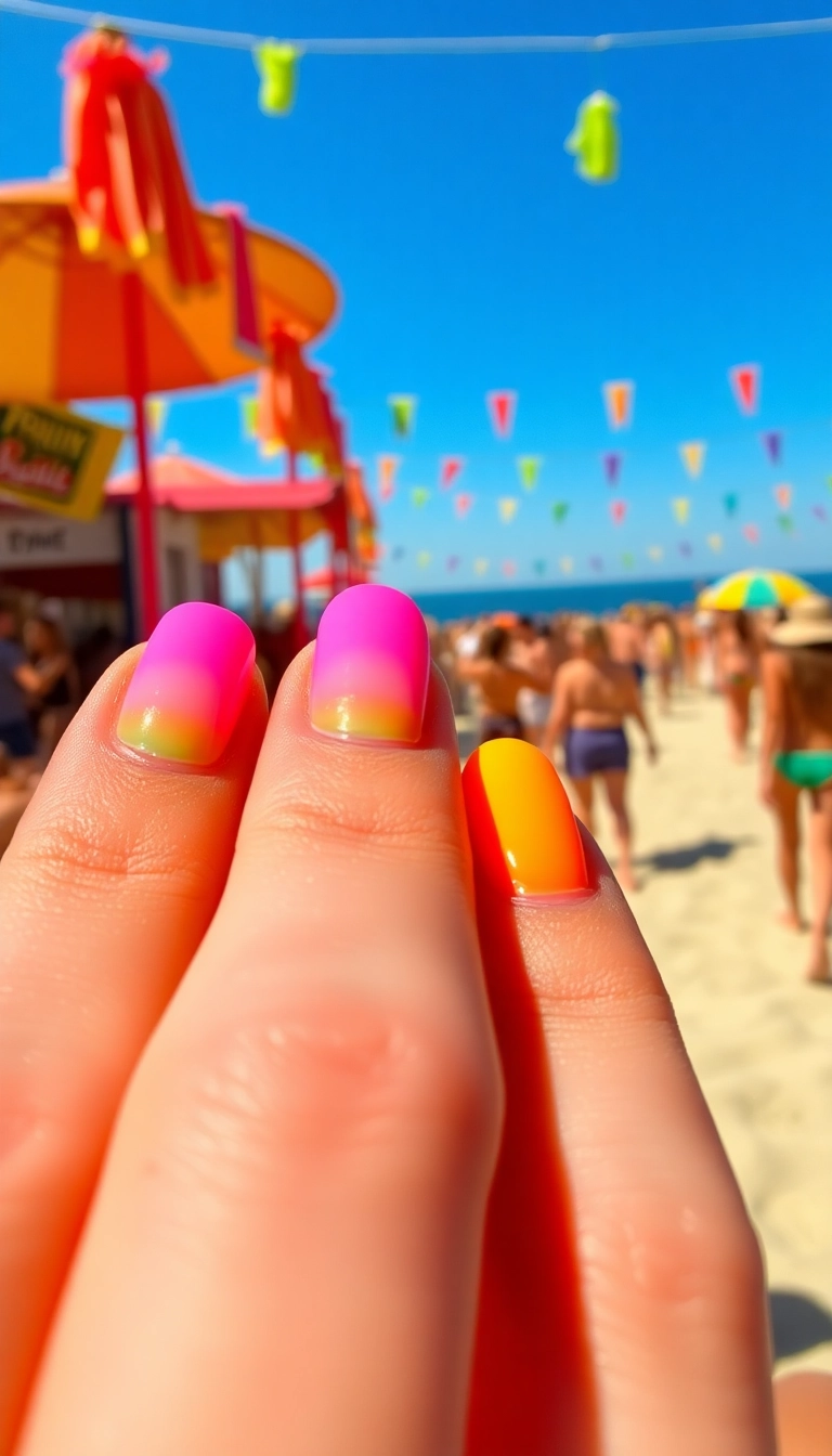 27 Beach Nails Designs That Will Make You Dream of Sunshine (You Won't Believe #15!) - 18. Bright and Bold Neon