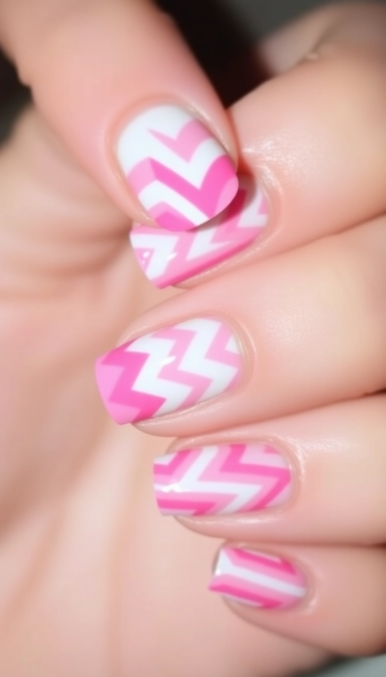 27 Stunning Pink Nail Ideas That Will Turn Heads (You Won't Believe #15!) - 9. Chic Chevron