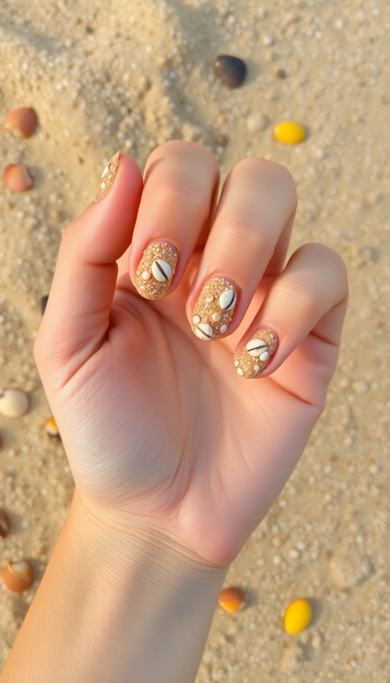 27 Beach Nails Designs That Will Make You Dream of Sunshine (You Won't Believe #15!) - 4. Sand and Shells