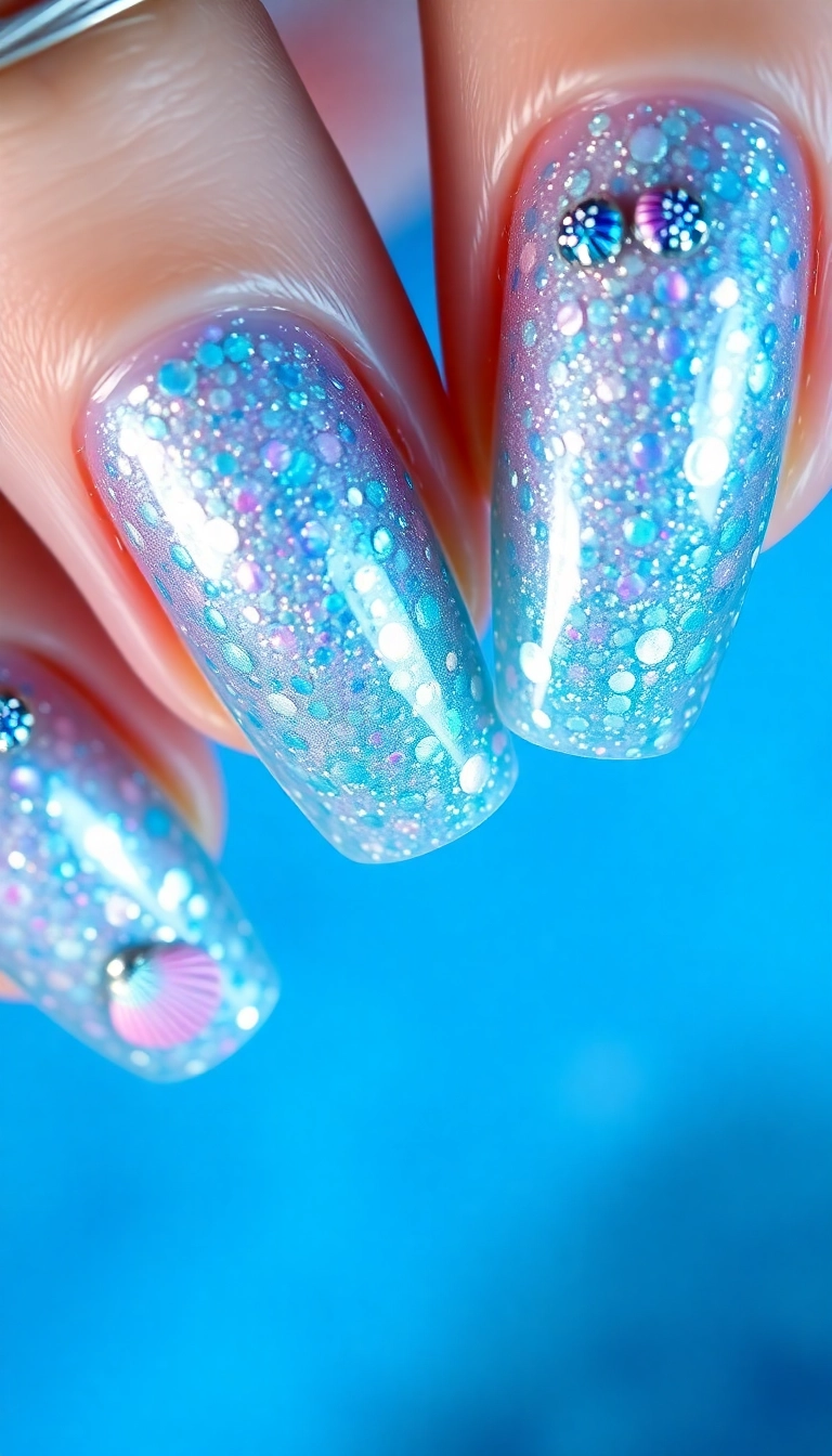 13 Seashell Nail Art Ideas That Will Leave You Shell-Shocked! - 6. Glittering Mermaid Scales