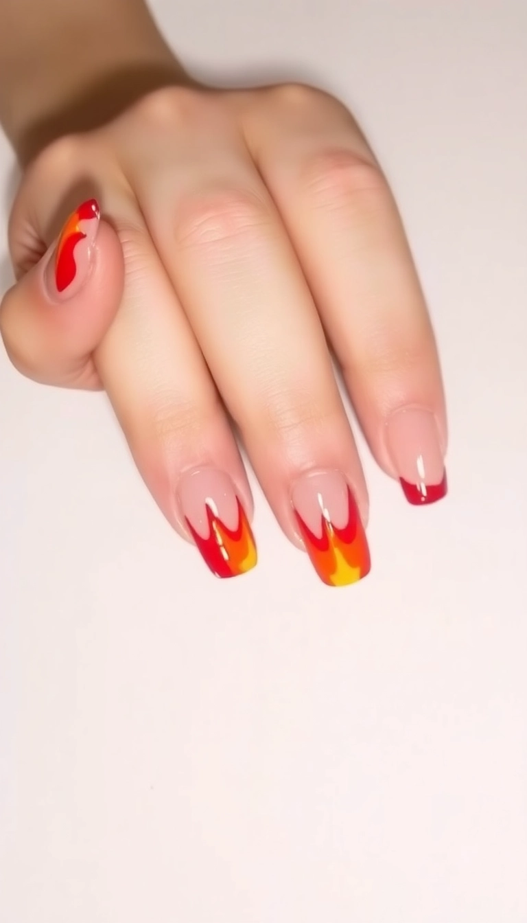 23 Fire Nail Inspirations That Will Ignite Your Creativity! - 11. Flamed French Tips