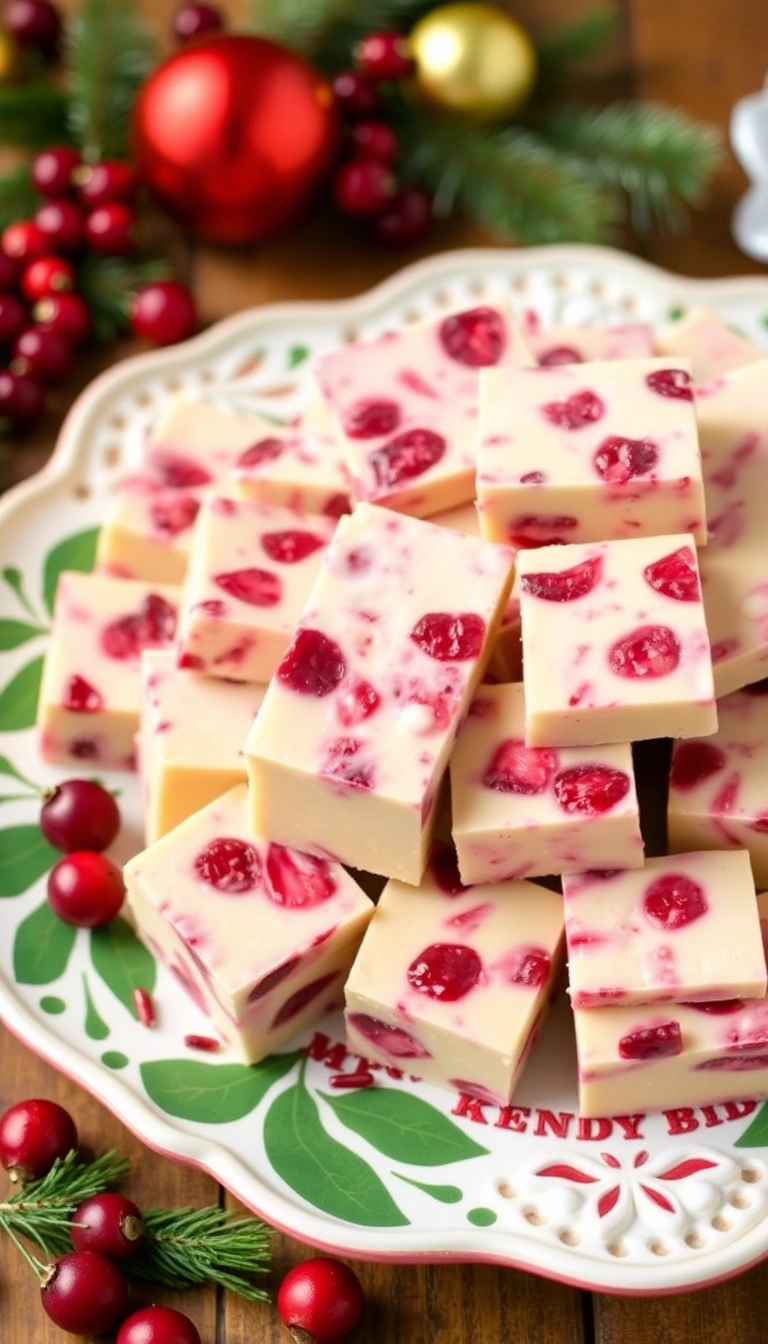 21 Irresistible Cranberry Dessert Recipes You’ll Want to Make This Holiday Season! - 9. Cranberry and White Chocolate Fudge