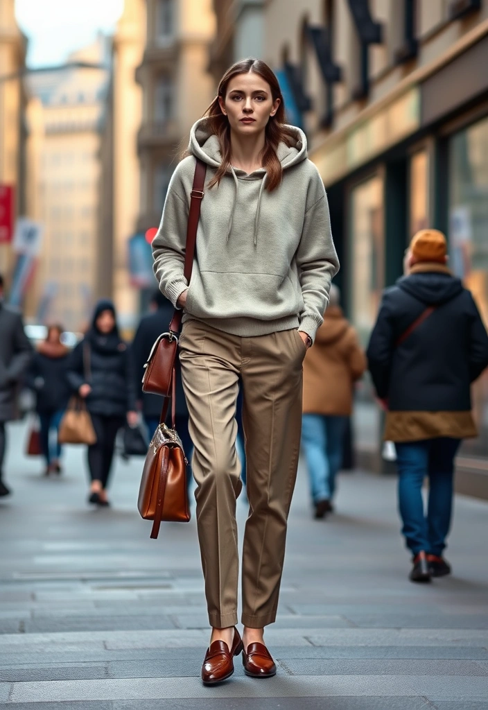 20 Effortlessly Chic Winter Outfits That'll Keep You Cozy and Stylish! - 17. Casual Hoodie & Straight-Leg Trousers