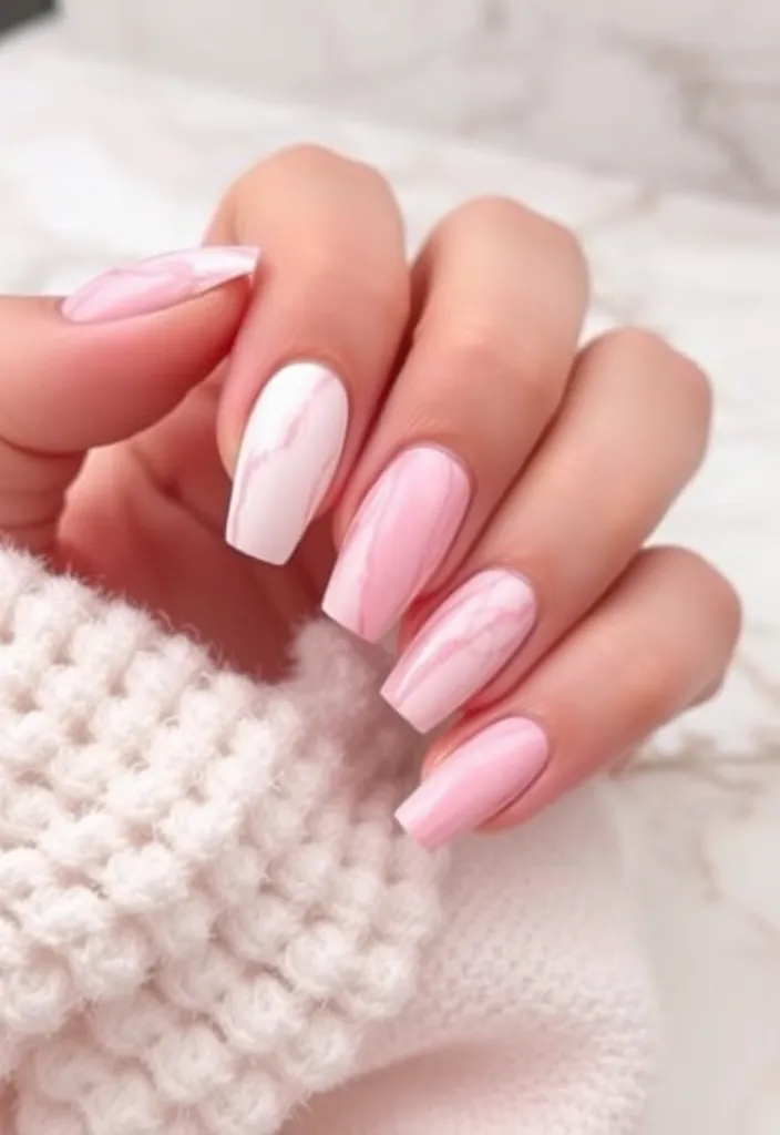 Valentine's Day Nails Designs: 10 Must-Try Ideas for a Romantic Look! 💘 - 8. Romantic Marble