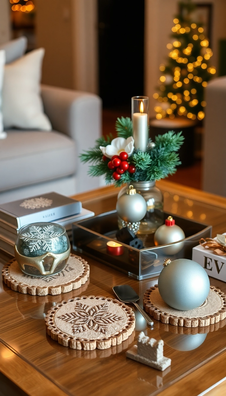 21 Christmas Coffee Table Decor Ideas That Will Have Your Guests Raving! - 15. Personalized Holiday Touches