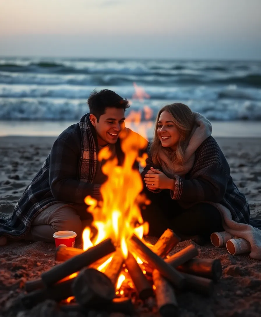 20 Unforgettable Valentine's Day Photo Shoot Ideas That Couples Will Adore (You’ll Love #12!) - 15. Beach Bonfire