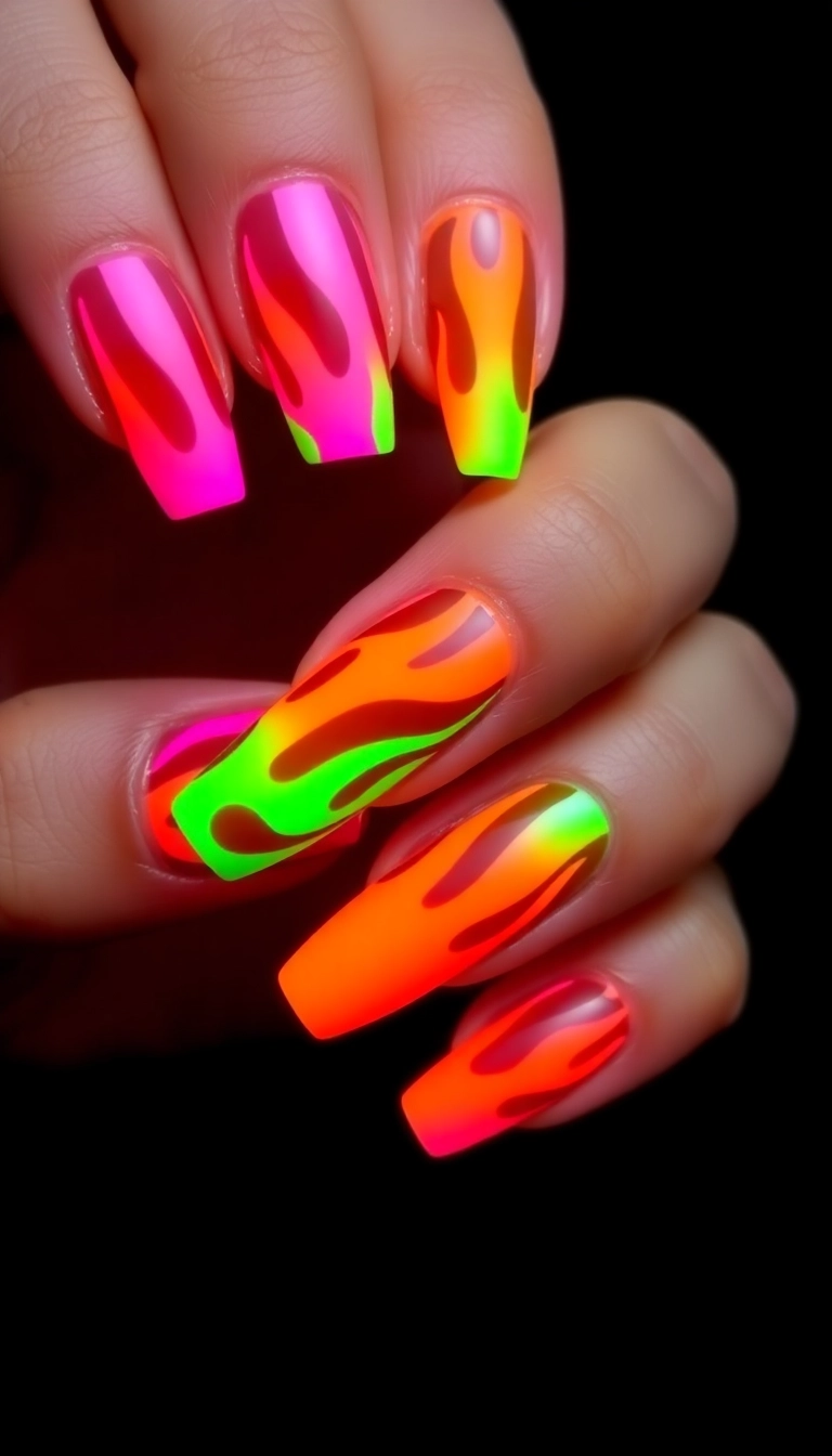 23 Fire Nail Inspirations That Will Ignite Your Creativity! - 7. Neon Blaze