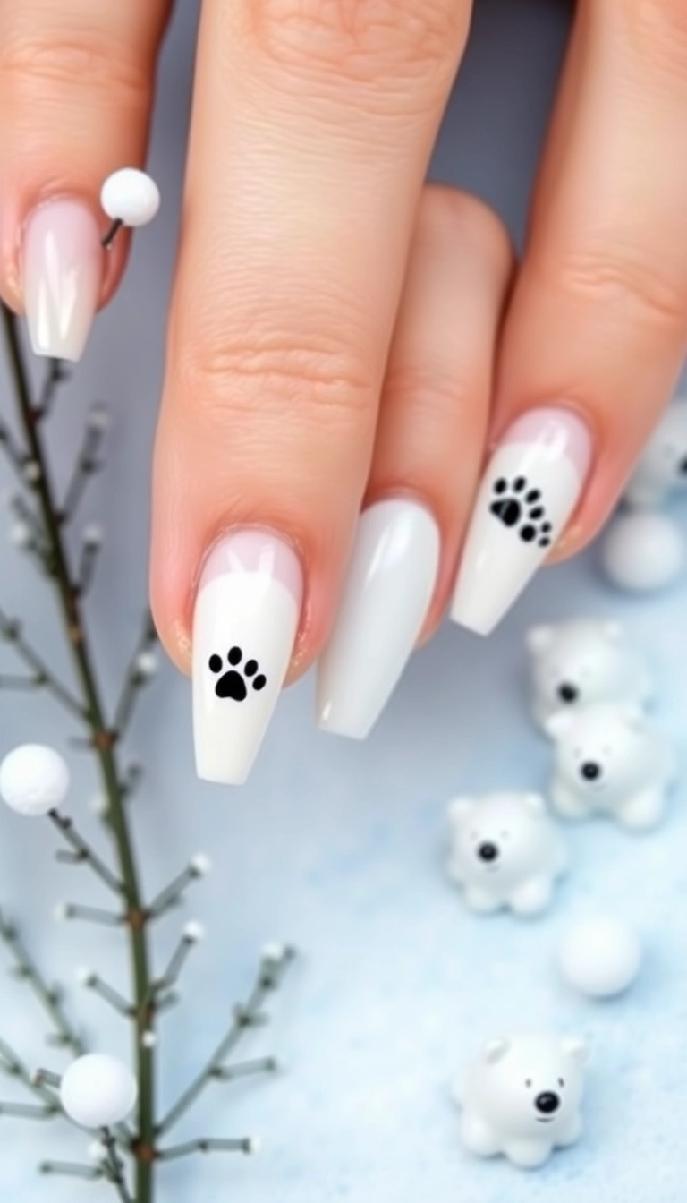 20 Fun Winter Nail Designs That Will Make You Want to Show Off Your Hands! - 8. Polar Bear Paws