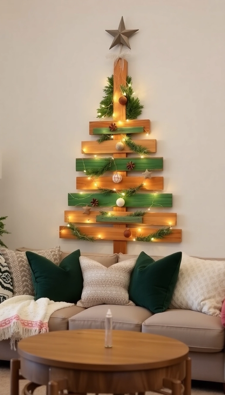 21 Wood Christmas Trees DIY That Will Light Up Your Holiday Spirit! - 11. Wood Pallet Christmas Tree Wall Hanging