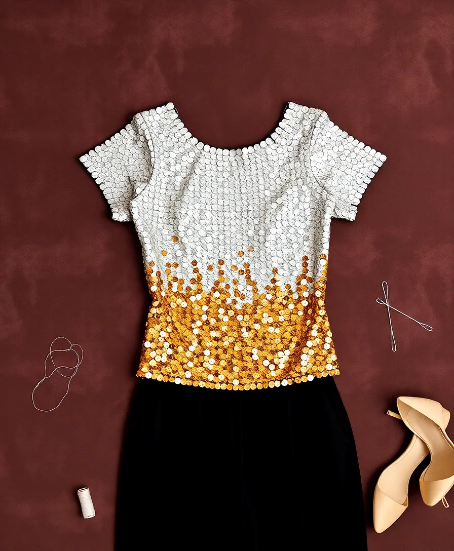 13 Creative DIY New Year's Eve Outfits That Will Make You Stand Out (You Won't Believe #6!) - 5. DIY Sequin Top