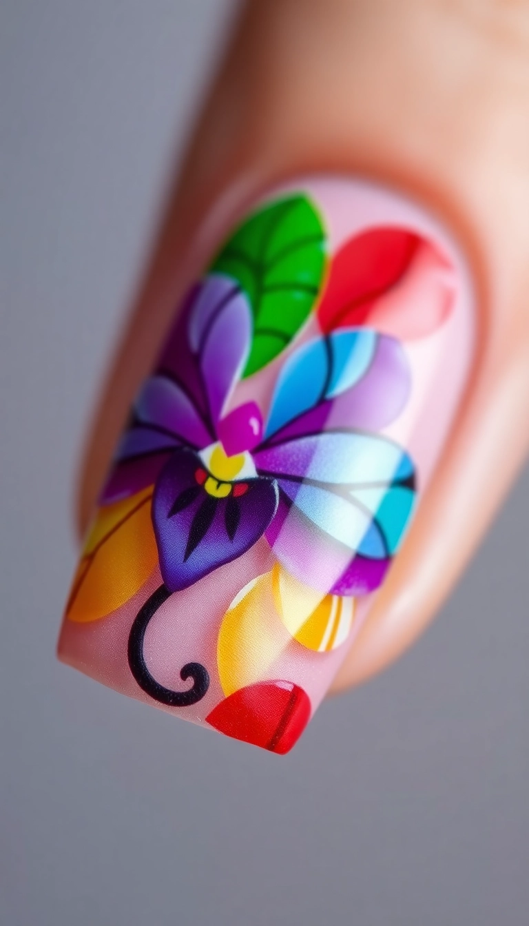 23 Stunning Orchid Nail Designs That Will Make Your Friends Jealous! - 13. Orchid Mosaic Nail Art