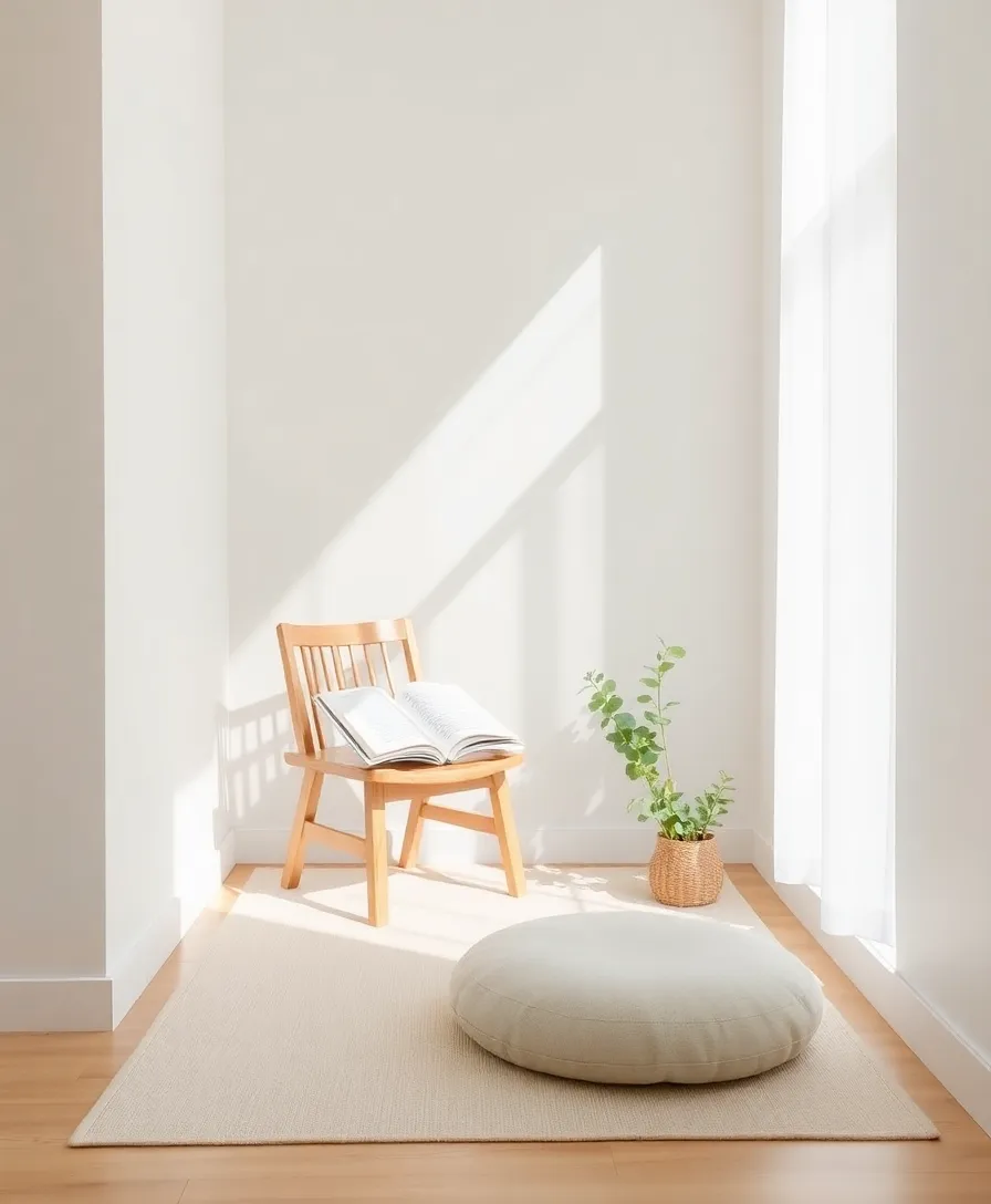 14 Cozy DIY Reading Nooks That Are Perfect for Book Lovers (You’ll Wish You Had #4!) - 7. The Minimalist Zen Nook