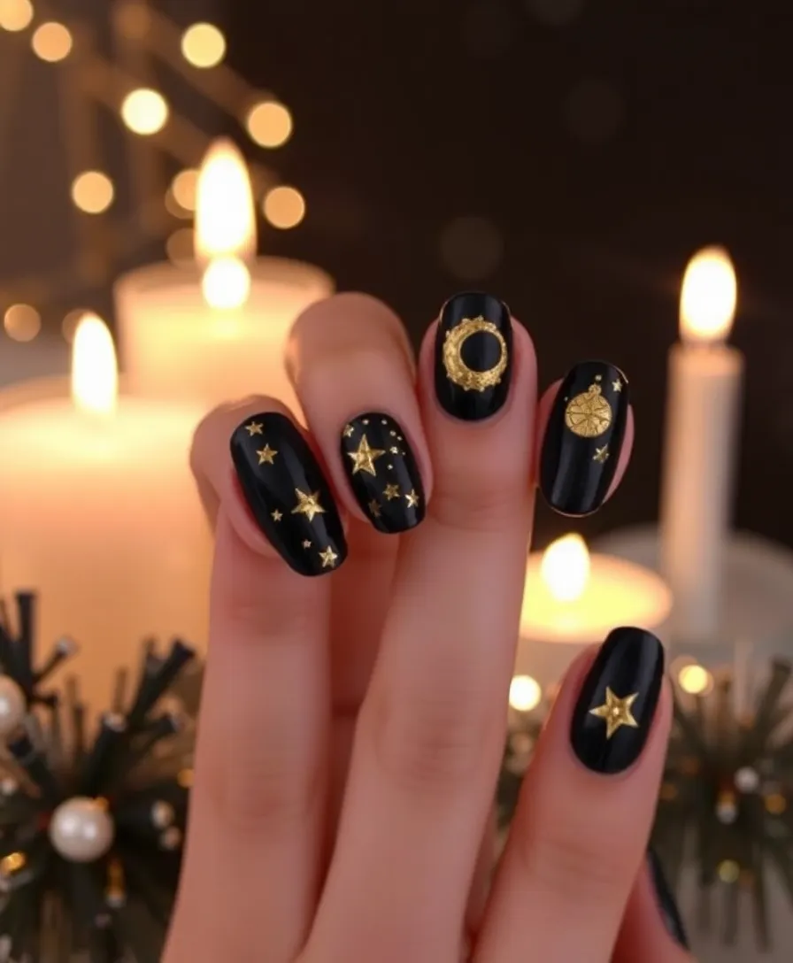 25 Festive December Nails That Will Make You the Star of Every Holiday Party! - 21. Starry Night Christmas