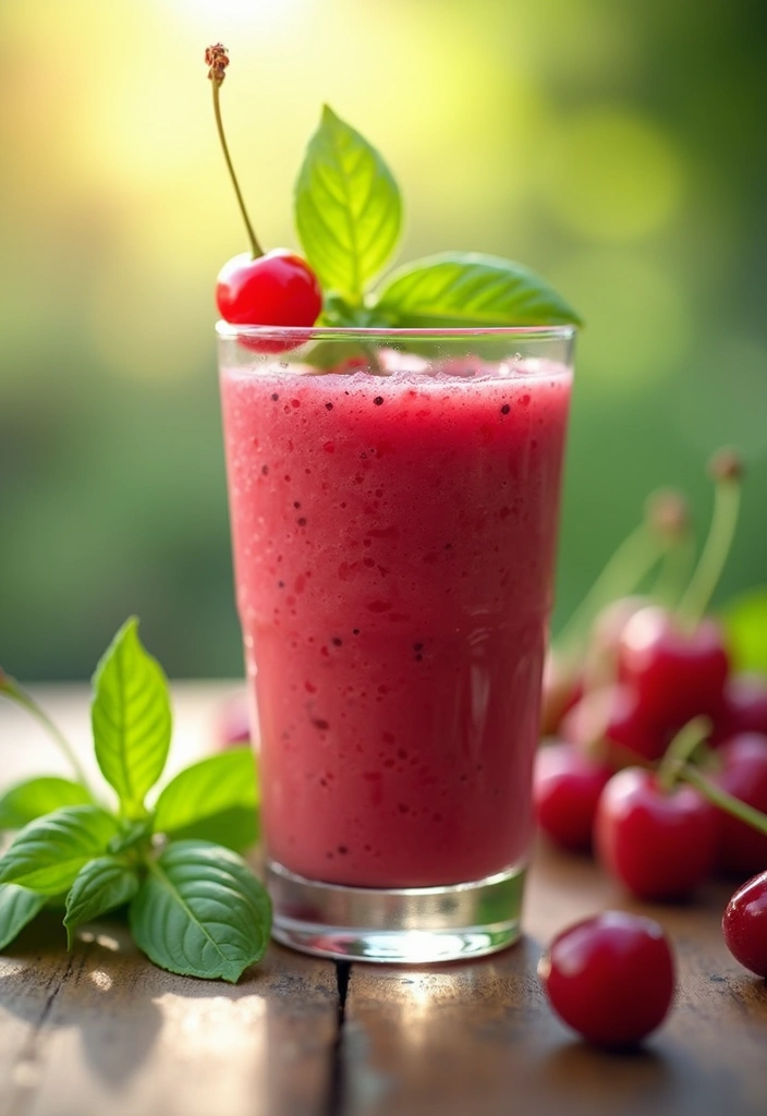 12 Delicious Cherry Smoothies That Will Kickstart Your Day! - 12. Cherry Basil Smoothie