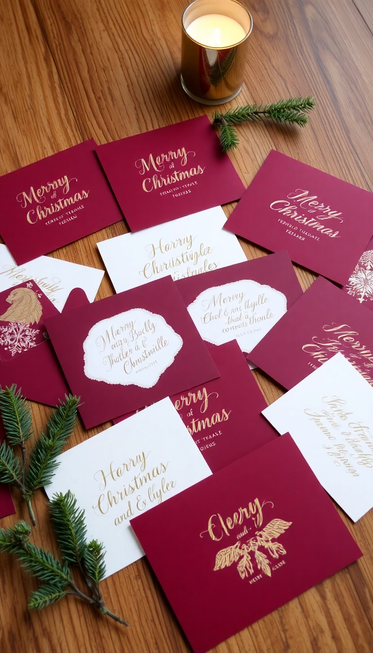 21 Creative Burgundy Christmas Inspiration Ideas That Will Leave Your Guests in Awe! - Burgundy Christmas Cards