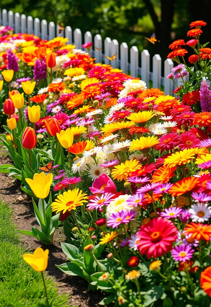 18 Colorful Flower Garden Ideas That Will Attract Pollinators (Wait Until You See #6!) - 5. Rainbow Border Gardens