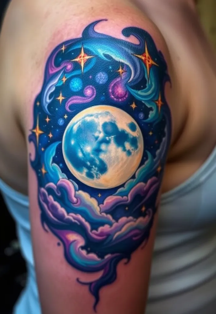 15 Stunning Moon Tattoo Designs That Will Inspire Your Next Ink Adventure! - 3. Celestial Scene