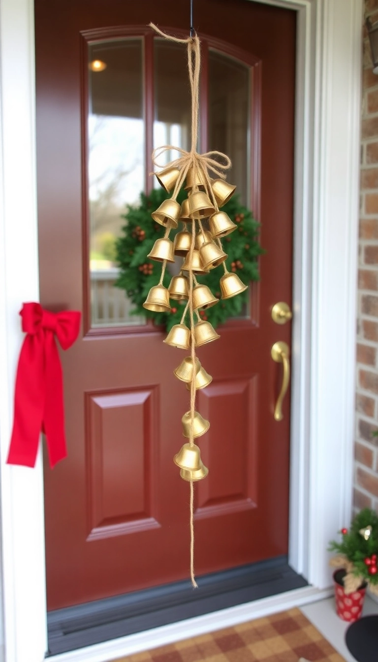 15 Easy DIY Christmas Decor Projects That Will Impress Your Guests (and Save You Money!) - 12. Upcycled Jingle Bell Door Hanger