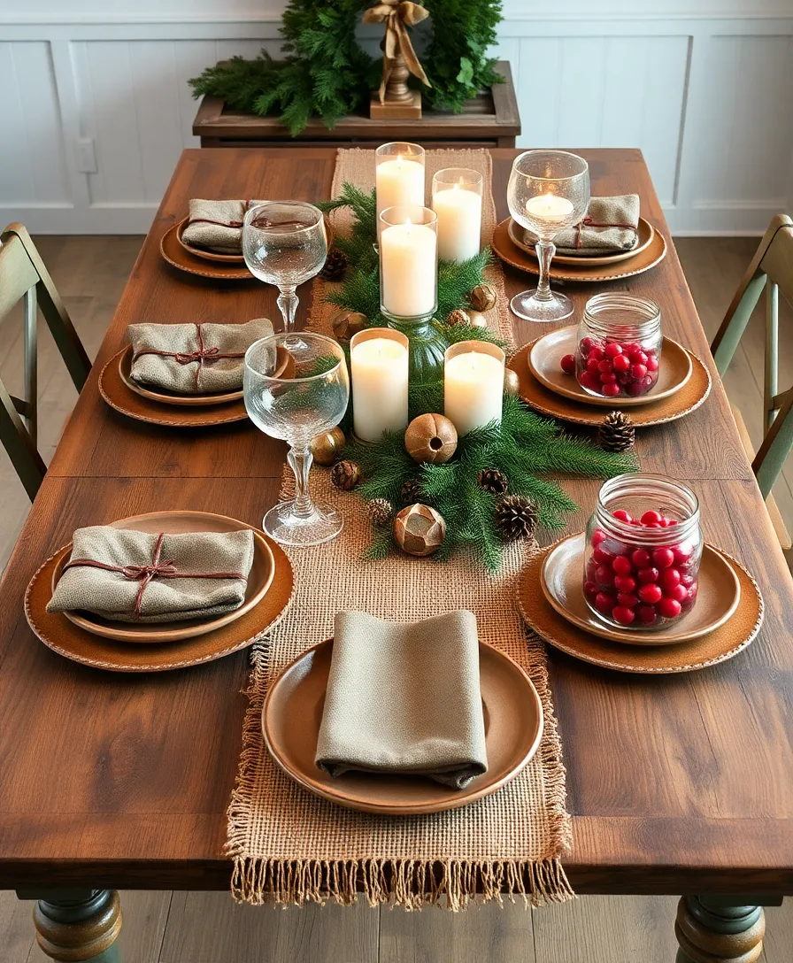 16 Gorgeous Christmas Table Decor Ideas That Will Dazzle Your Guests. - 3. Rustic Charm with Natural Elements