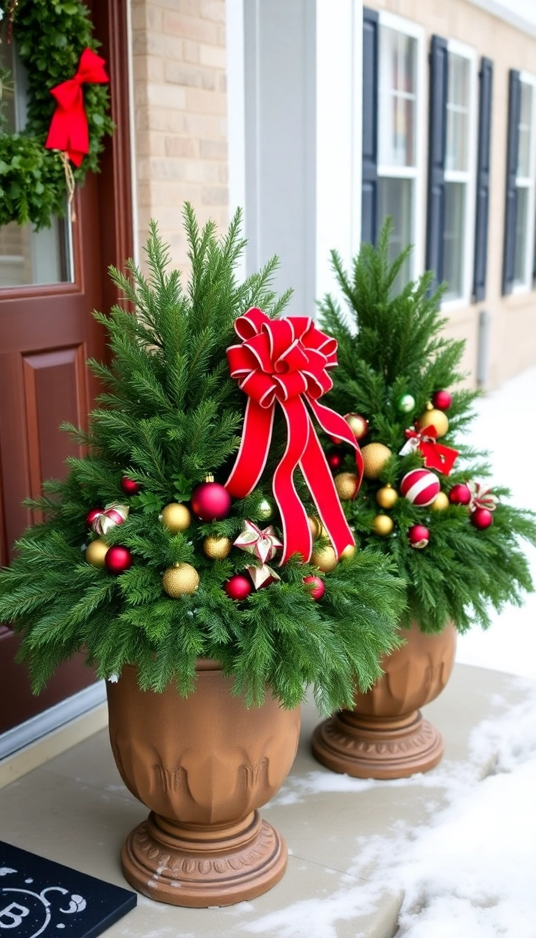 21 DIY Outdoor Christmas Decorations That'll Make Your Neighbors Jealous! - 7. Holiday Planters